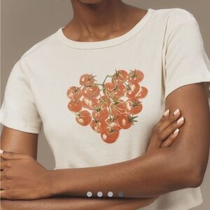 Girl Dangerous Tomato Love Short Sleeve Graphic Cropped T-shirt Size Medium